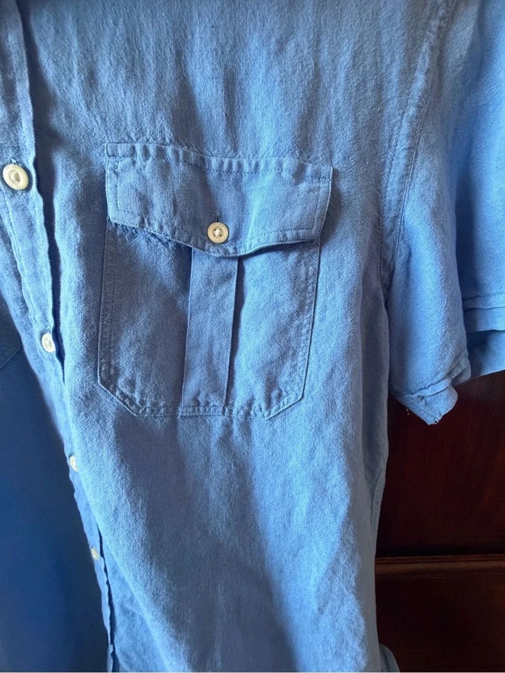 Banana Republic Sky Blue Short Sleeve Button-Down Shirt